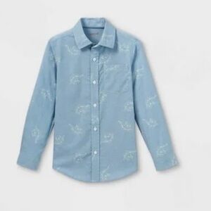 Cat & Jack blue chambray Dino print button down